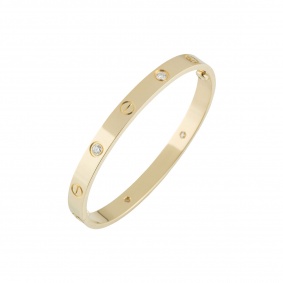 Cartier Yellow Gold Half Diamond Love Bracelet Size 16 B6035916 Cartier Yellow Gold Half Diamond Love Bracelet Size 16 B6035916